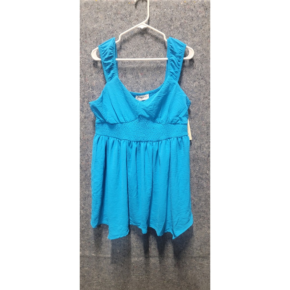 No Boundaries Women's Smocked Waist Sleeveless Dress Top Caribbean Blue Size XXL
